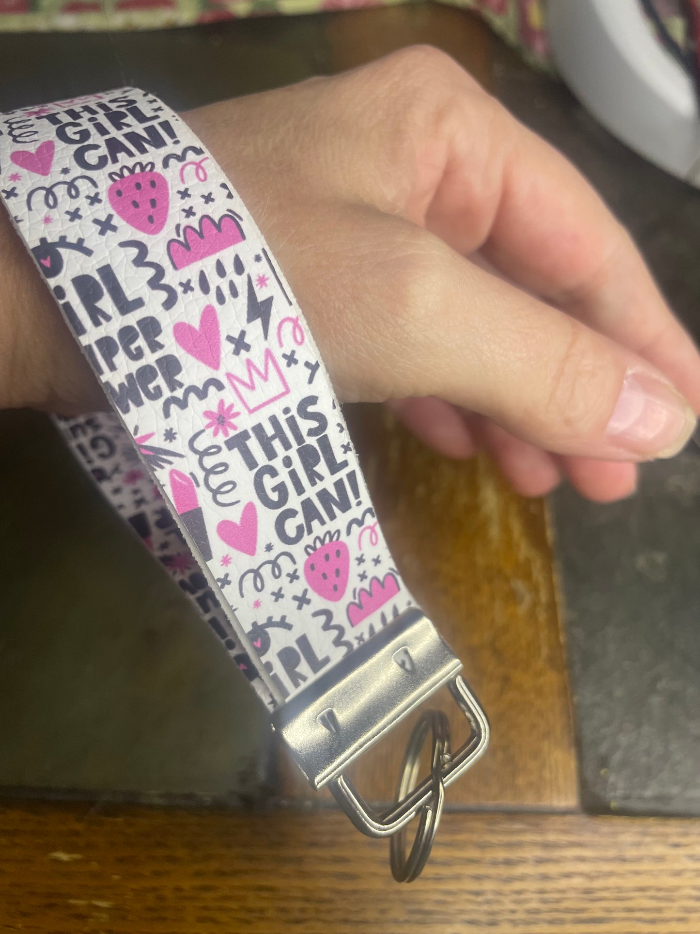 Girl Power wristlet in pink