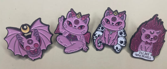 Limited Edition Evil Kitty pin set