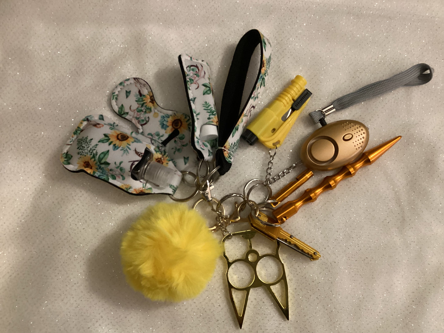 Self defense keychain set yellow Sunflowers