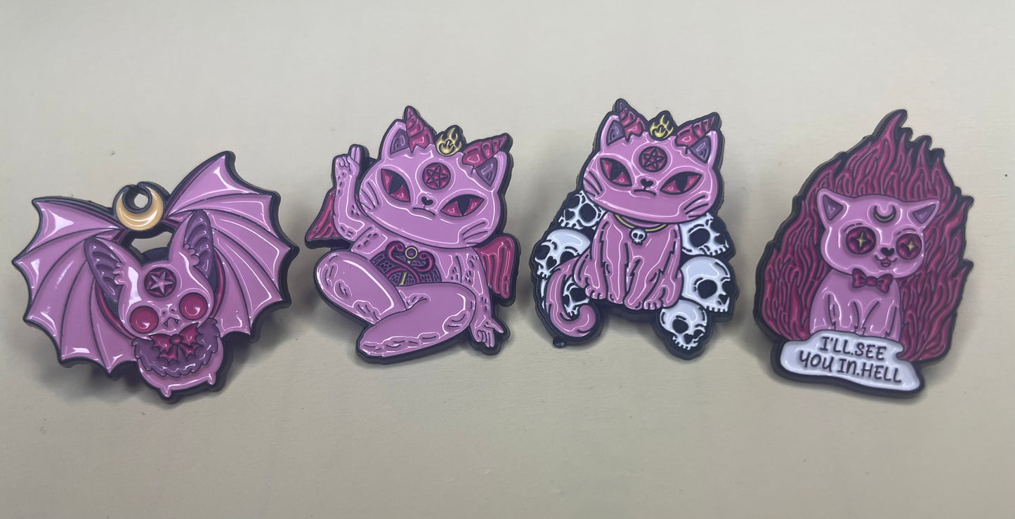 Limited Edition Evil Kitty pin set