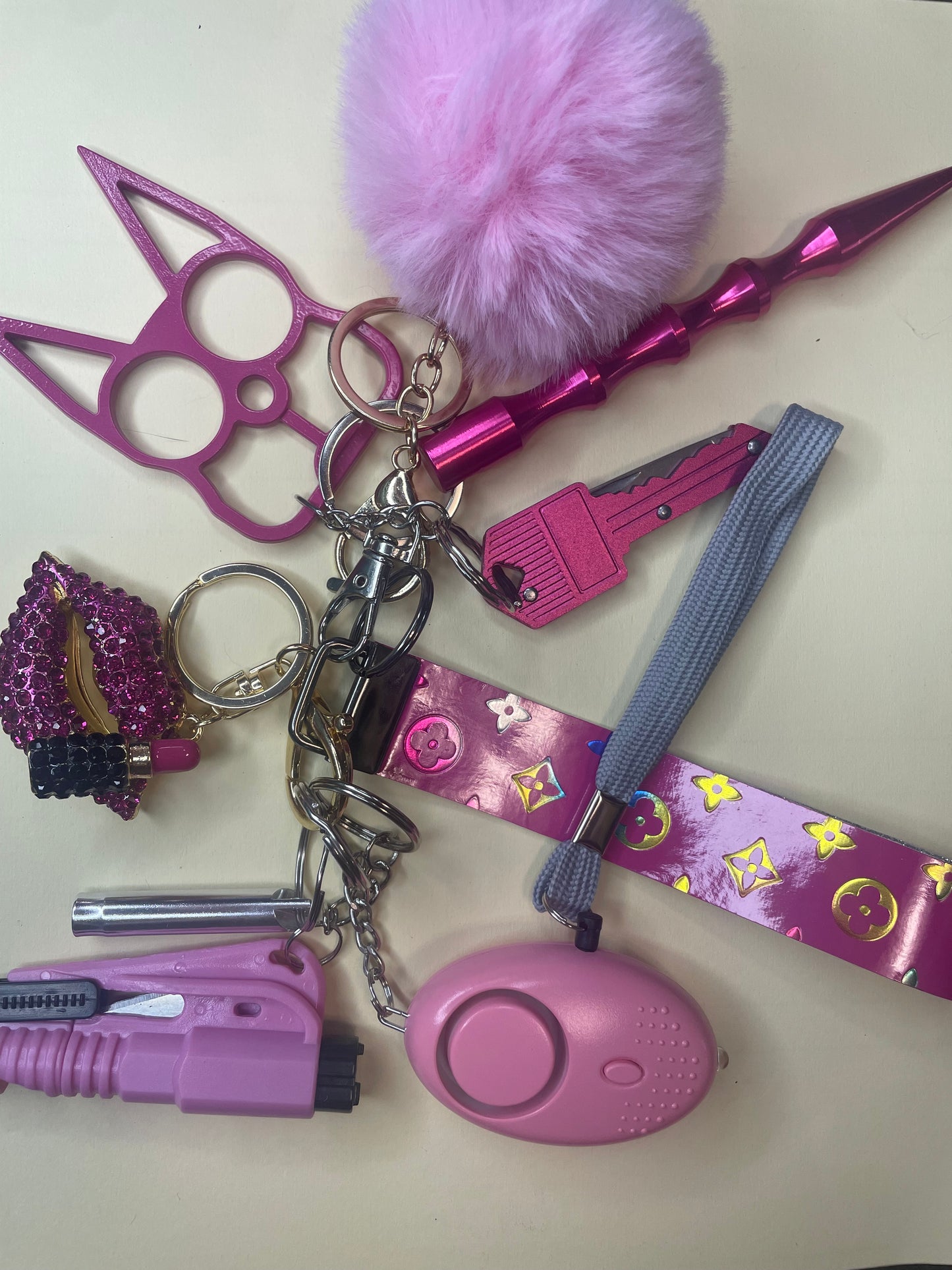 Hot pink self defense keychain set Custom