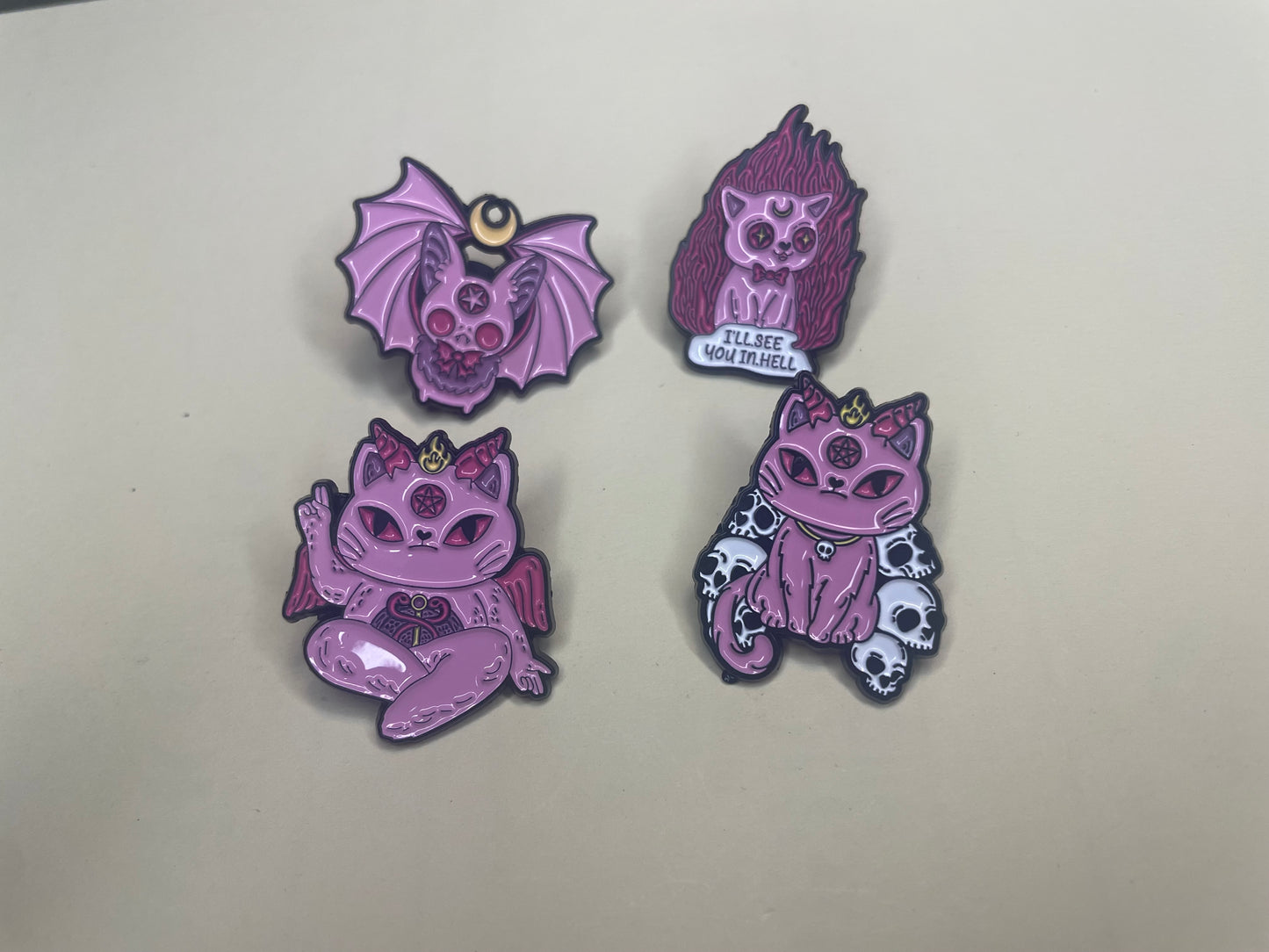 Limited Edition Evil Kitty pin set