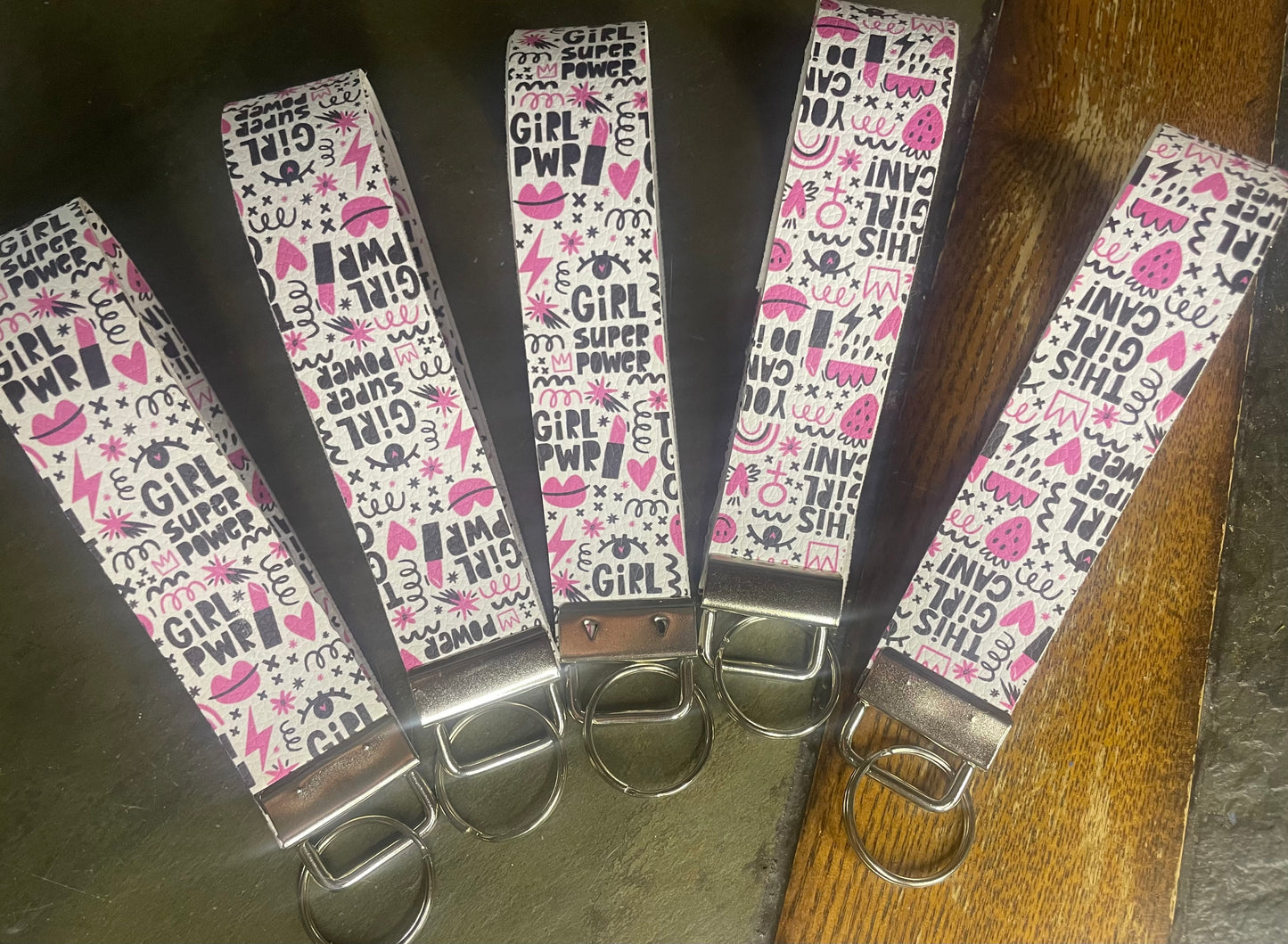 Girl Power wristlet in pink