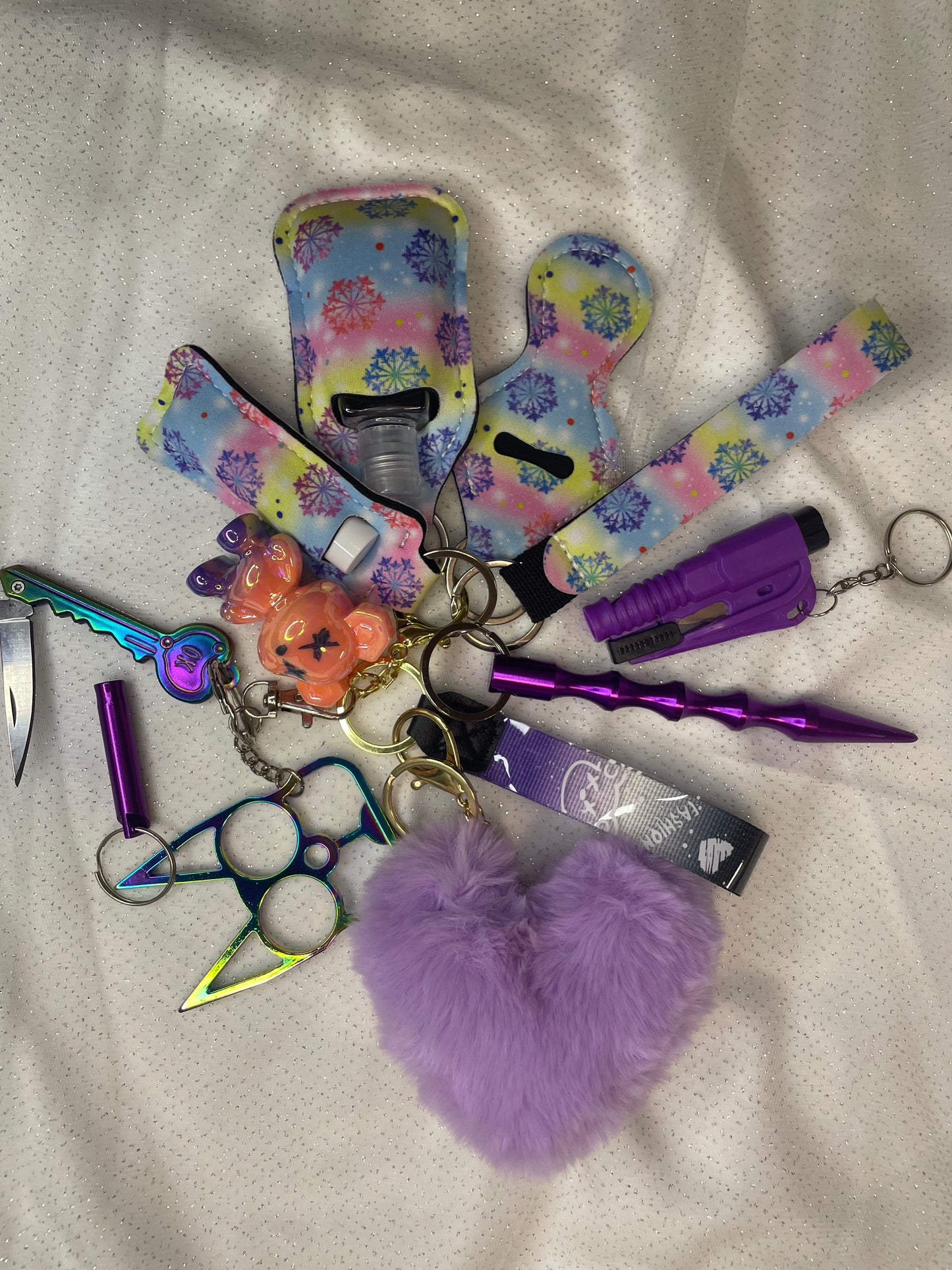 Self defense key chain Purple Snowflakes