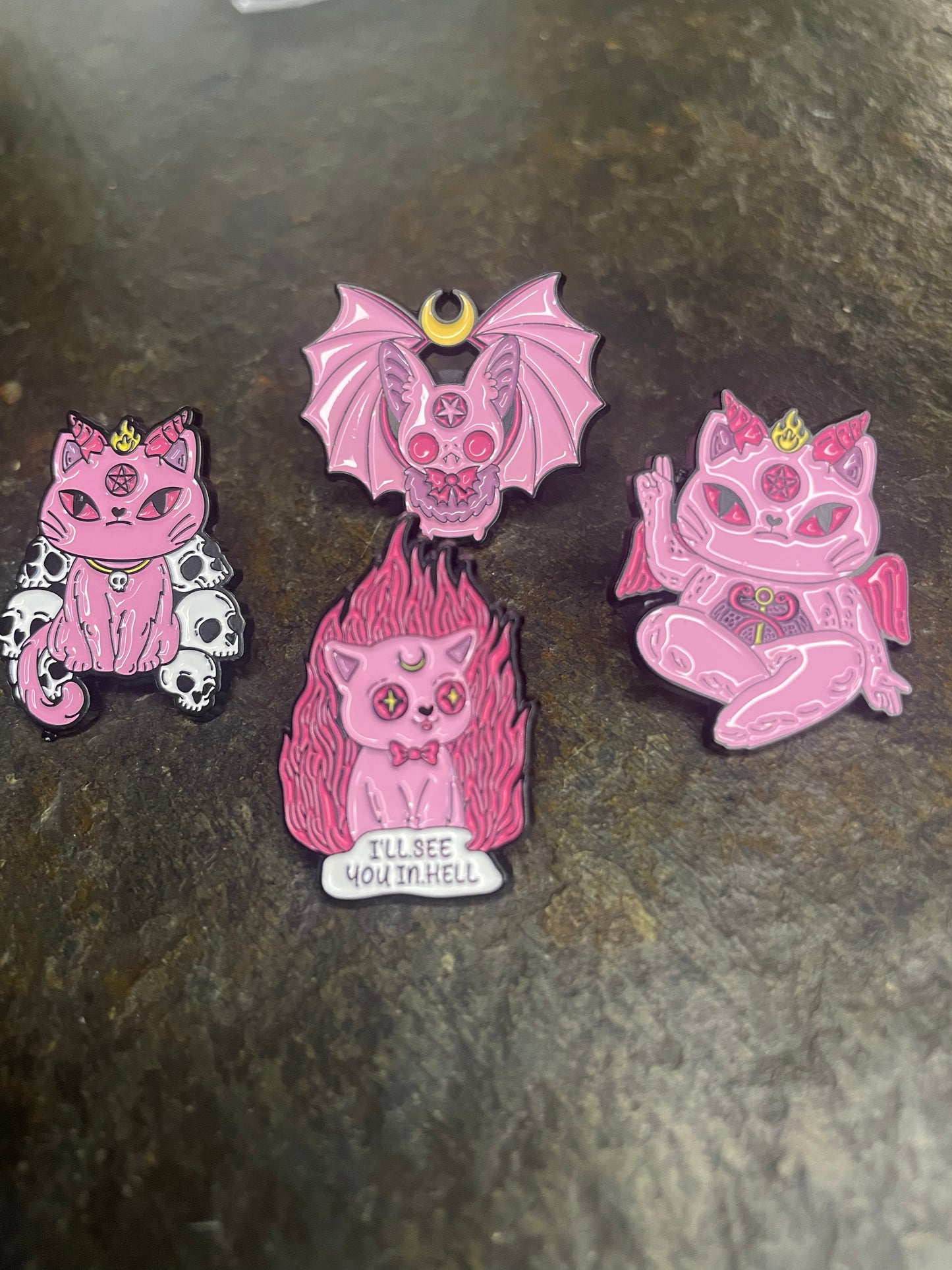 Limited Edition Evil Kitty pin set